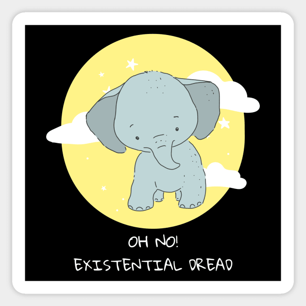 Oh no! Existential dread cute elephant funny meme Sticker by Los Babyos